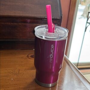 Reduce Insulated Tumbler 14 ounce with Pink Straw